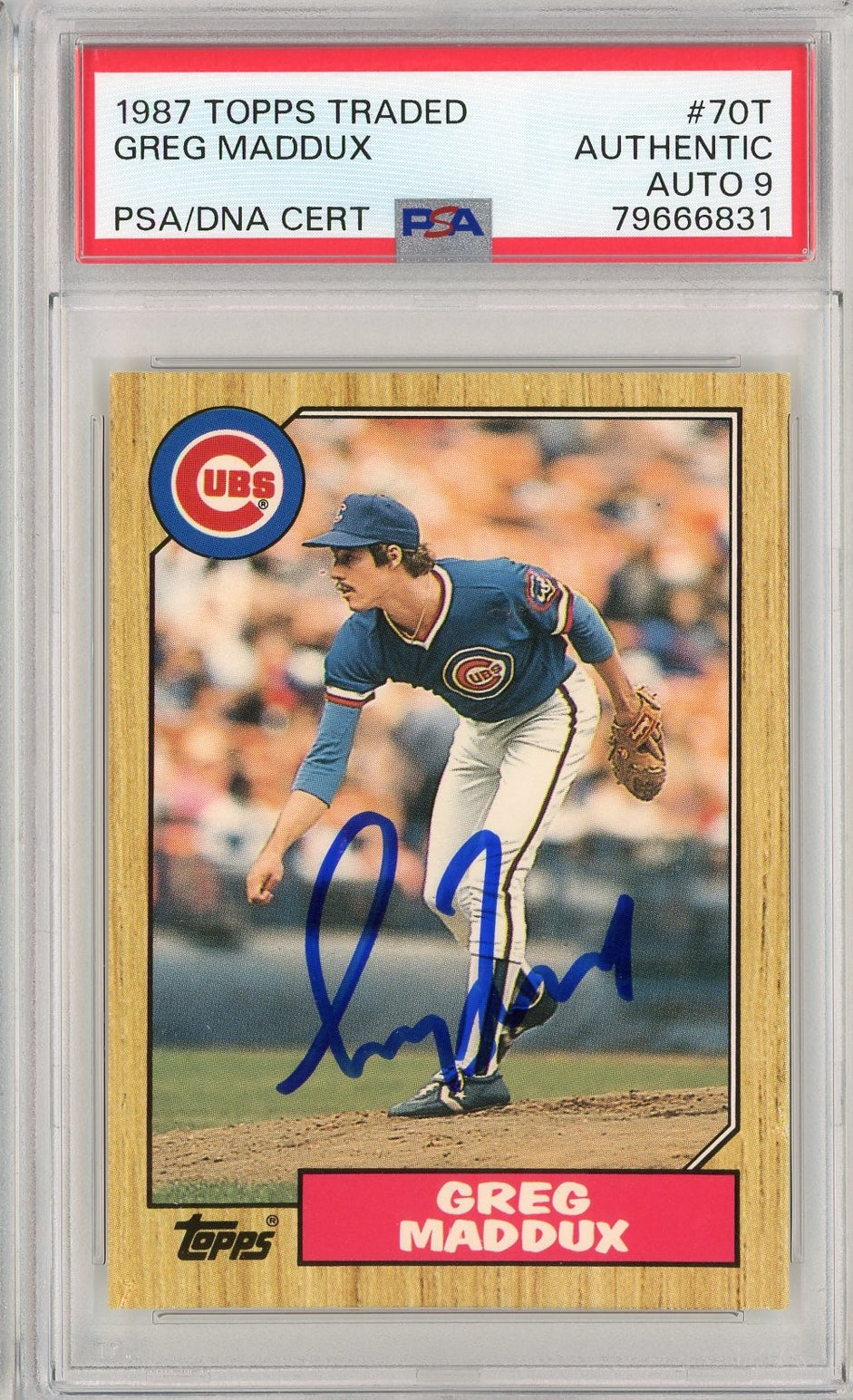 Graded 1987 Topps Traded Greg Maddux #70T Rookie RC Baseball Card PSA 9 Auto Grade Mint