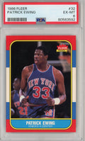 Graded 1986 Fleer Patrick Ewing #32 Rookie RC Basketball Card PSA 6 EX-MT