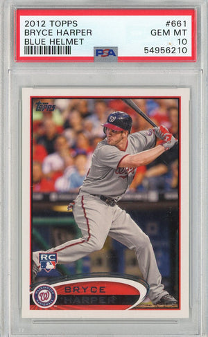 Graded 2012 Topps Bryce Harper #661 Blue Helmet Rookie RC Baseball Card PSA 10 Gem Mint