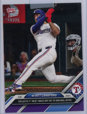 2024 Topps Now Wyatt Langford #456 Purple #/25 Rookie RC Baseball Card