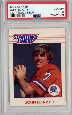Graded 1988 Kenner Starting Lineup John Elway Football Card PSA 8 NM-MT
