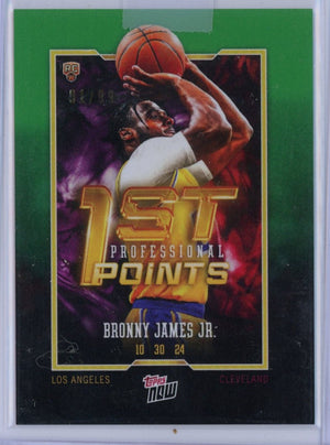 2024 Topps Now Bronny James #3 Green #/99 1st NBA Points Los Angeles Lakers Rookie RC Basketball Card