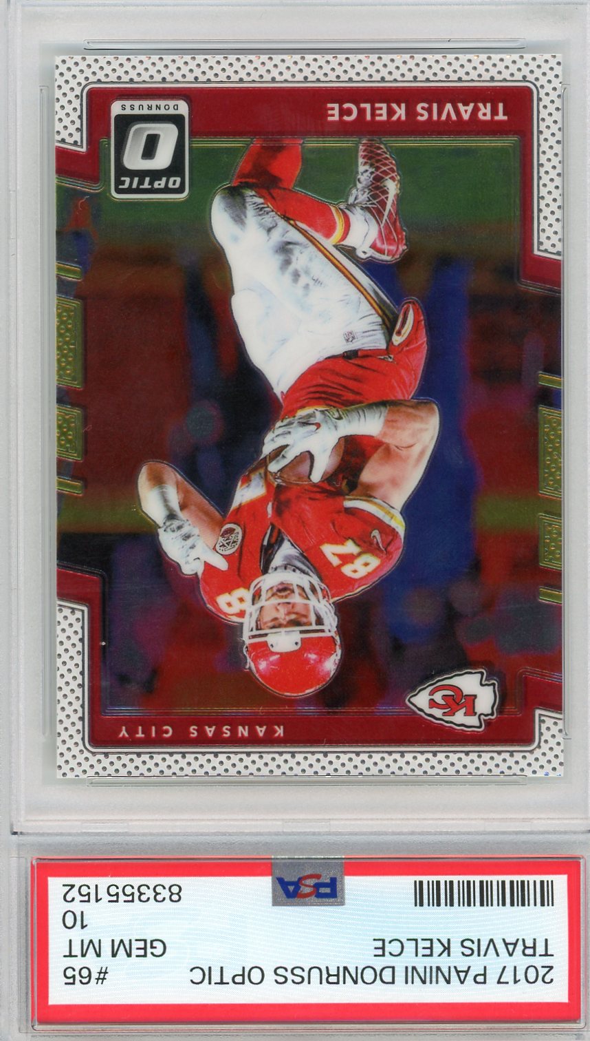 Graded 2017 Panini Donruss Optic Travis Kelce #65 Football Card PSA 10 Gem Mint