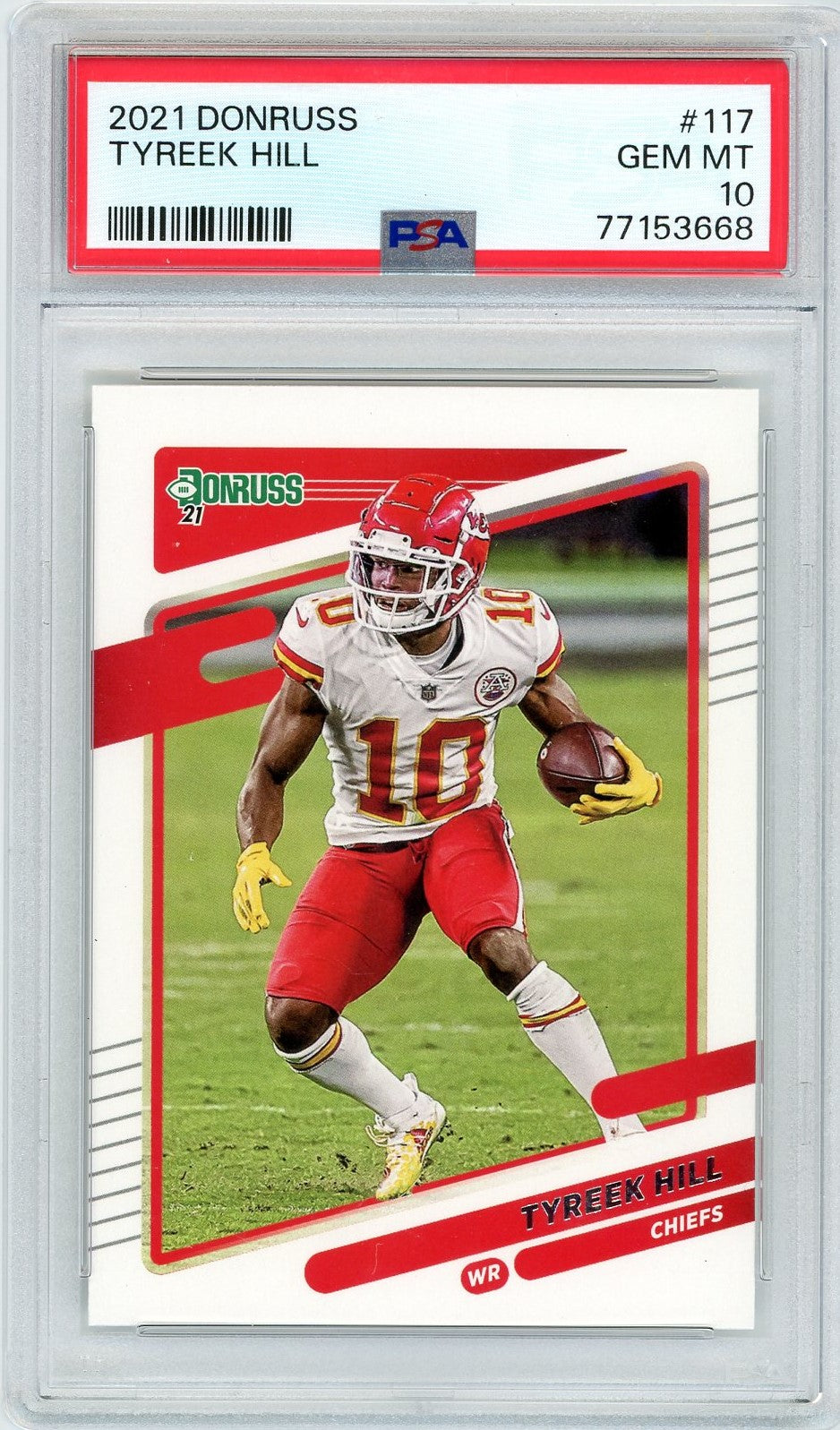 Graded 2021 Panini Donruss Tyreek Hill #117 Football Card PSA 10 Gem Mint