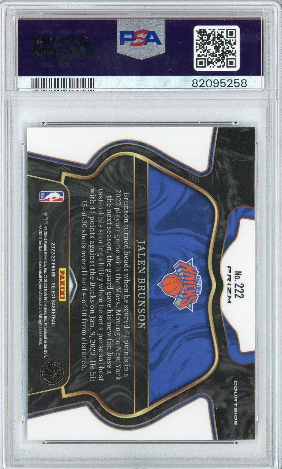 Graded 2022 Panini Select Jalen Brunson #222 Disco Prizm Basketball Card PSA 10 Gem Mint