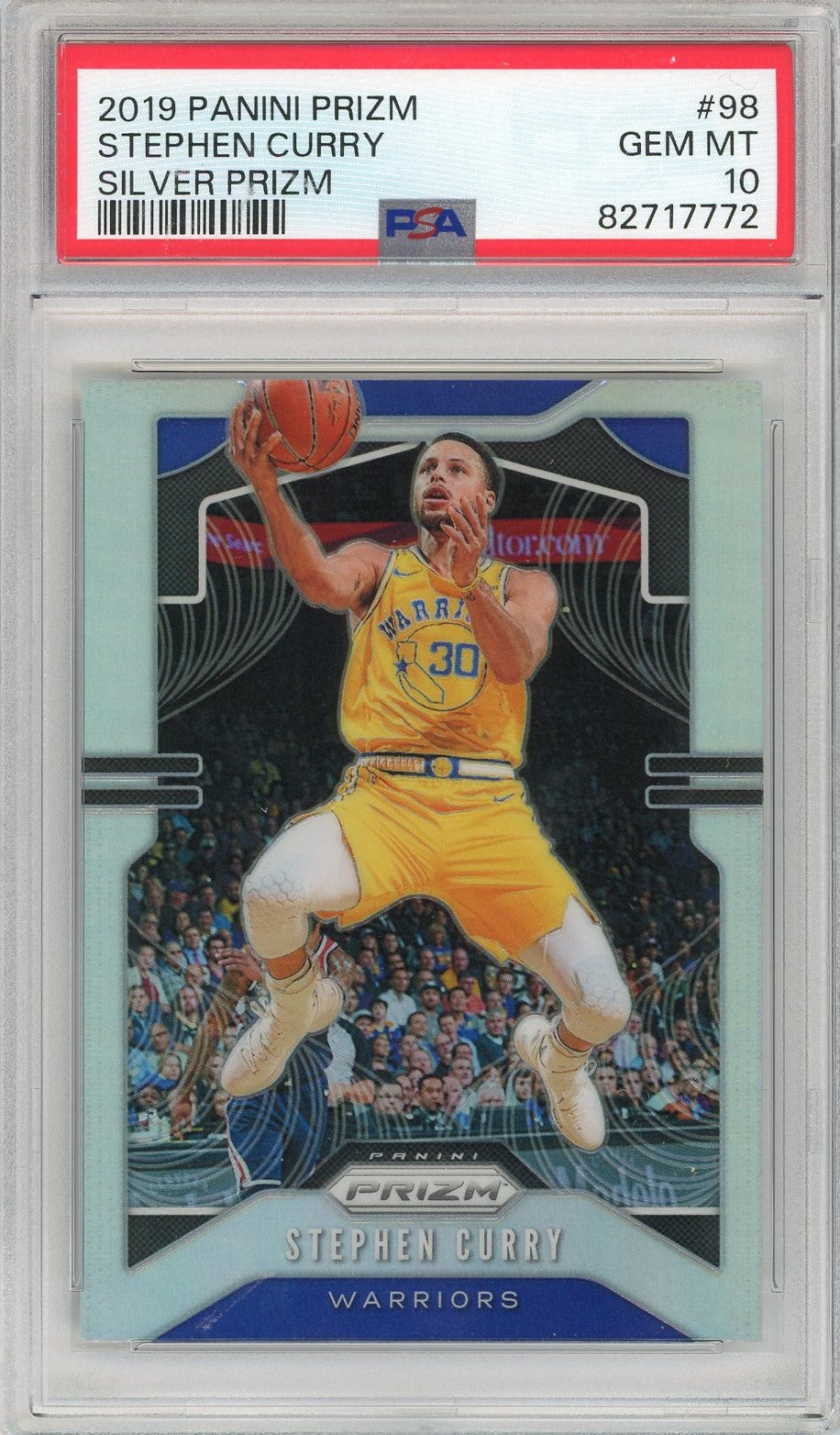 Graded 2019 Panini Prizm Stephen Curry #98 Silver Prizm Basketball Card PSA 10 Gem Mint