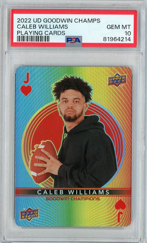 Graded 2022 UD Goodwin Champs Caleb Williams Playing Cards Rookie RC Football Card PSA 10 Gem Mint