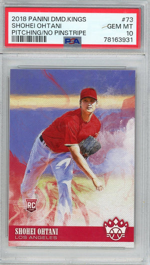 Graded 2018 Panini Diamond Kings Shohei Ohtani #73 Pitching/No Pinstripe Rookie RC Baseball Card PSA 10 Gem Mint