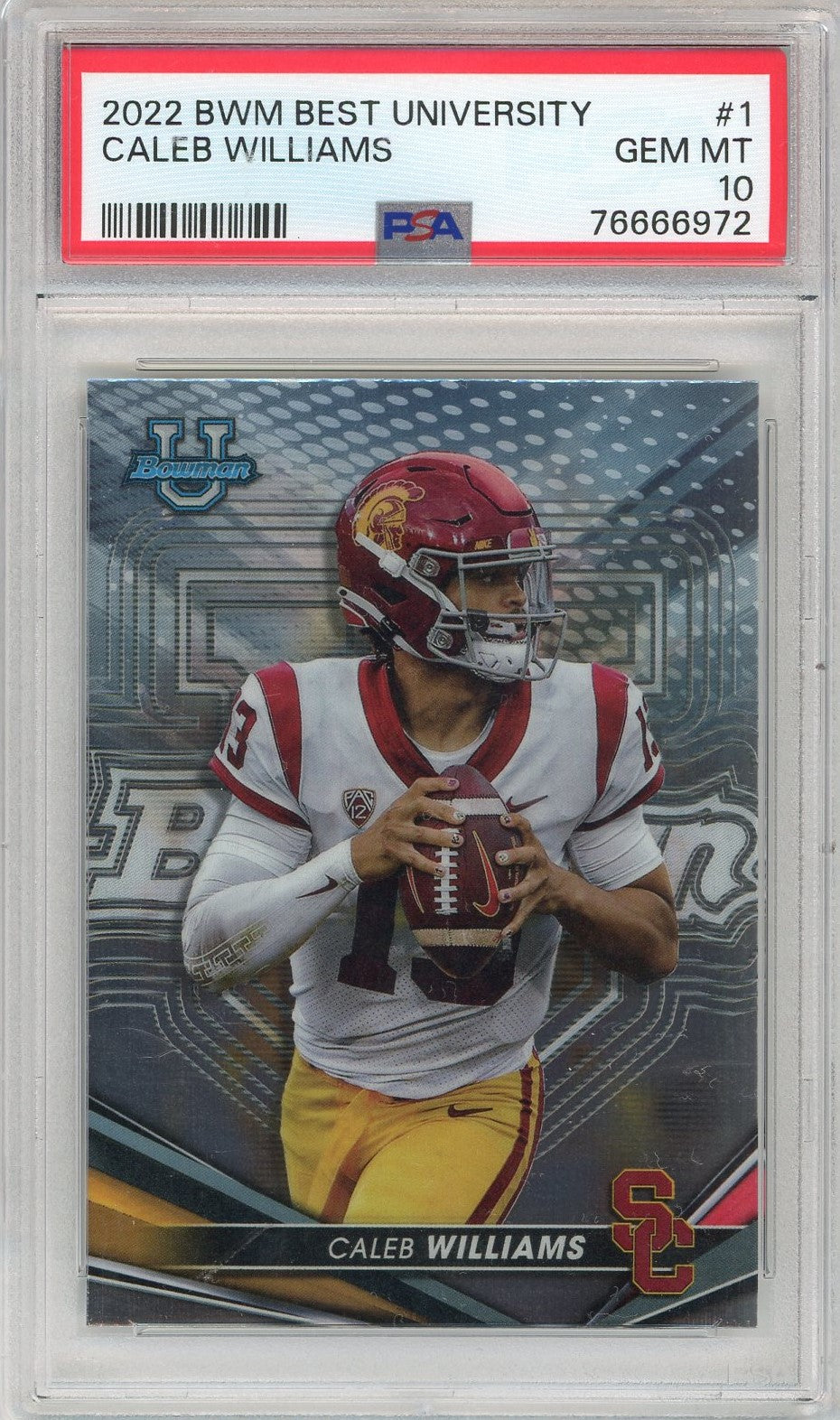Graded 2022 Topps Bowmans Best University Caleb Williams #1 Rookie RC Football Card PSA 10 Gem Mint