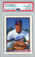 Graded 1991 Bowman Ivan Pudge Rodriguez #272 Rookie RC Baseball Card PSA 10 Auto Grade Gem Mint