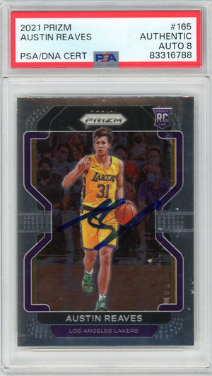 Graded 2021 Panini Prizm Austin Reaves #165 Rookie RC Basketball Card PSA 8 Auto Grade Near Mint