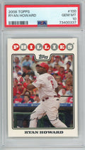Graded 2008 Topps Ryan Howard #100 Baseball Card PSA 10 Gem Mint