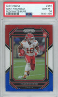 Graded 2022 Panini Prizm Isiah Pacheco #352 Red/White/Blue Rookie RC Football Card PSA 10 Gem Mint