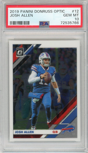Graded 2019 Panini Donruss Optic Josh Allen #12 Football Card PSA 10 Gem Mint