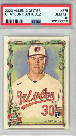 Graded 2023 Allen & Ginter Grayson Rodriguez #275 Rookie RC Baseball Card PSA 10 Gem Mint
