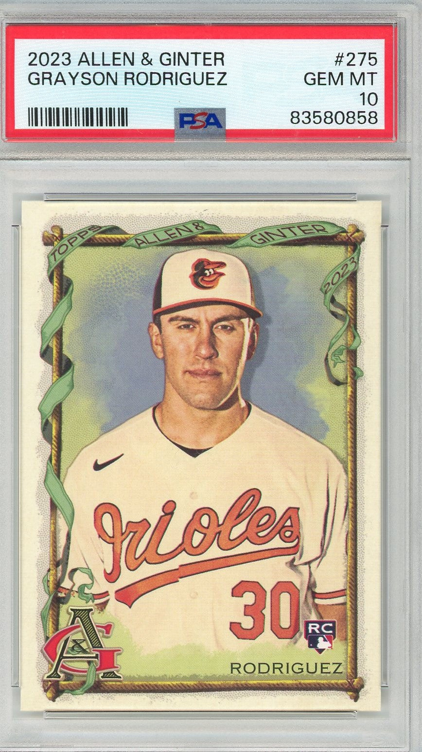 Graded 2023 Allen & Ginter Grayson Rodriguez #275 Rookie RC Baseball Card PSA 10 Gem Mint