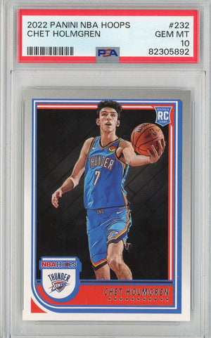 Graded 2022 Panini NBA Hoops Chet Holmgren #232 Rookie RC Basketball Card PSA 10 Gem Mint
