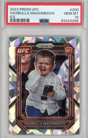 Graded 2023 Prizm UFC Hasbulla Magomedov #200 ICE Rookie RC UFC MMA Card PSA 10 Gem Mint