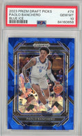 Graded 2023 Prizm Draft Picks Paolo Banchero #74 Blue Ice Rookie RC Basketball Card PSA 10 Gem Mint