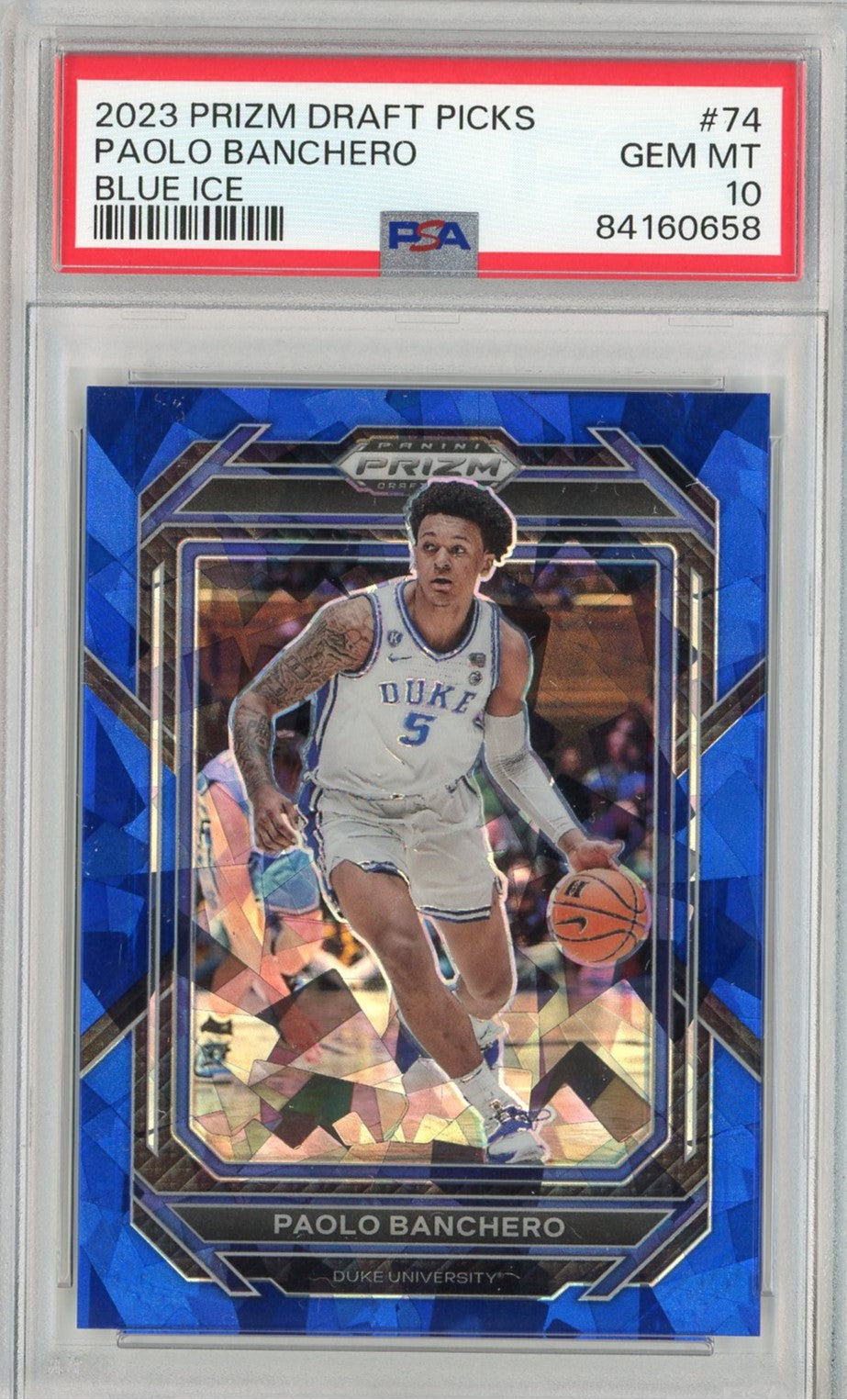Graded 2023 Prizm Draft Picks Paolo Banchero #74 Blue Ice Rookie RC Basketball Card PSA 10 Gem Mint