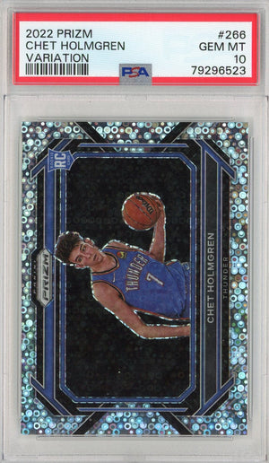 Graded 2022 Prizm Chet Holmgren #266 Variation Rookie RC Basketball Card PSA 10 Gem Mint