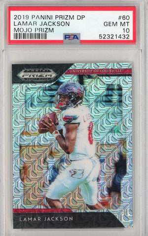 Graded 2019 Panini Prizm DP Lamar Jackson #60 Mojo Prizm Rookie RC Football Card PSA 10 Gem Mint