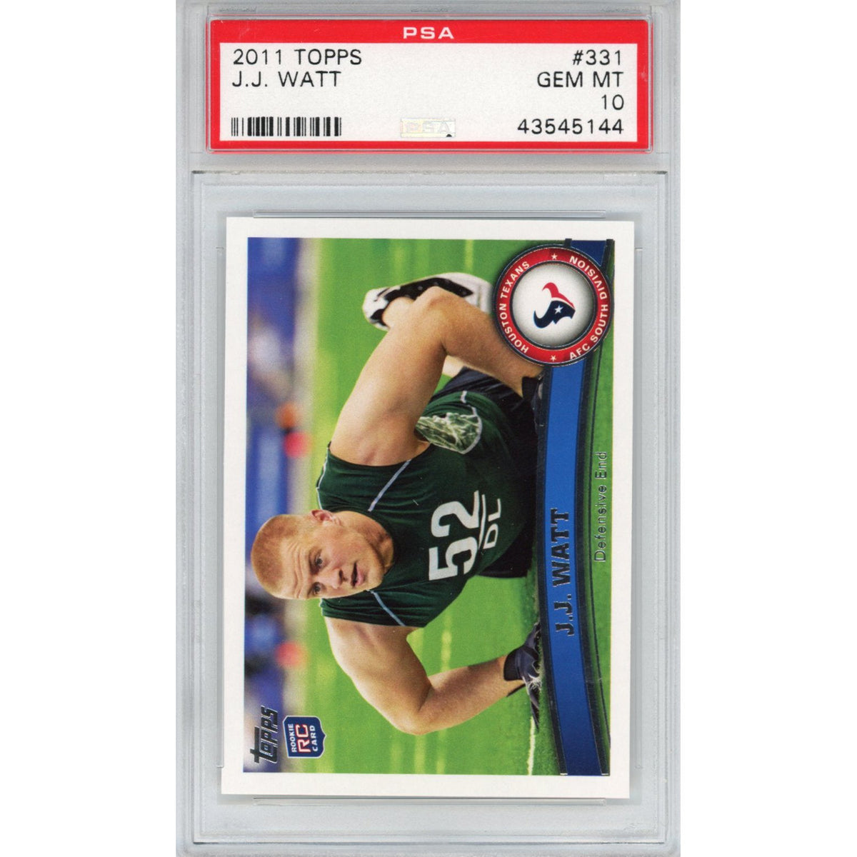Graded 2011 Topps JJ J.J. Watt #331 Rookie RC Football Card PSA 10 Gem Mint