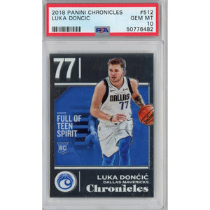 Graded 2018-19 Panini Chronicles Luka Doncic #512 Rookie RC Basketball Card PSA 10 Gem Mint