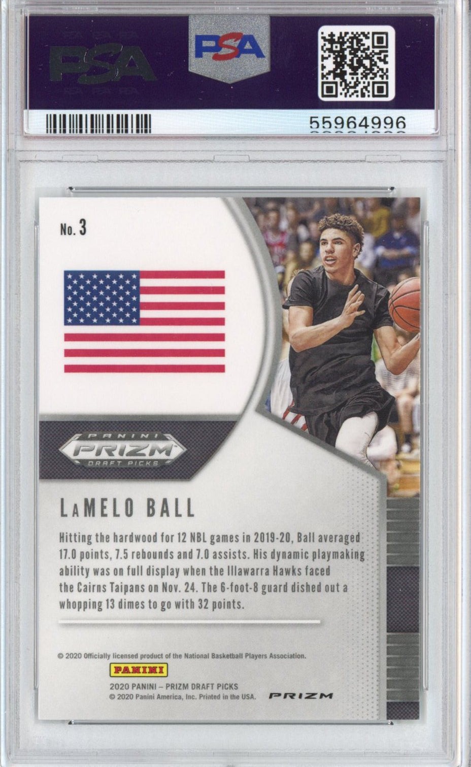 Graded 2020-21 Panini Prizm DP Draft Picks LaMelo Ball #3 Green Prizm Rookie RC Basketball Card PSA 10 Gem Mint