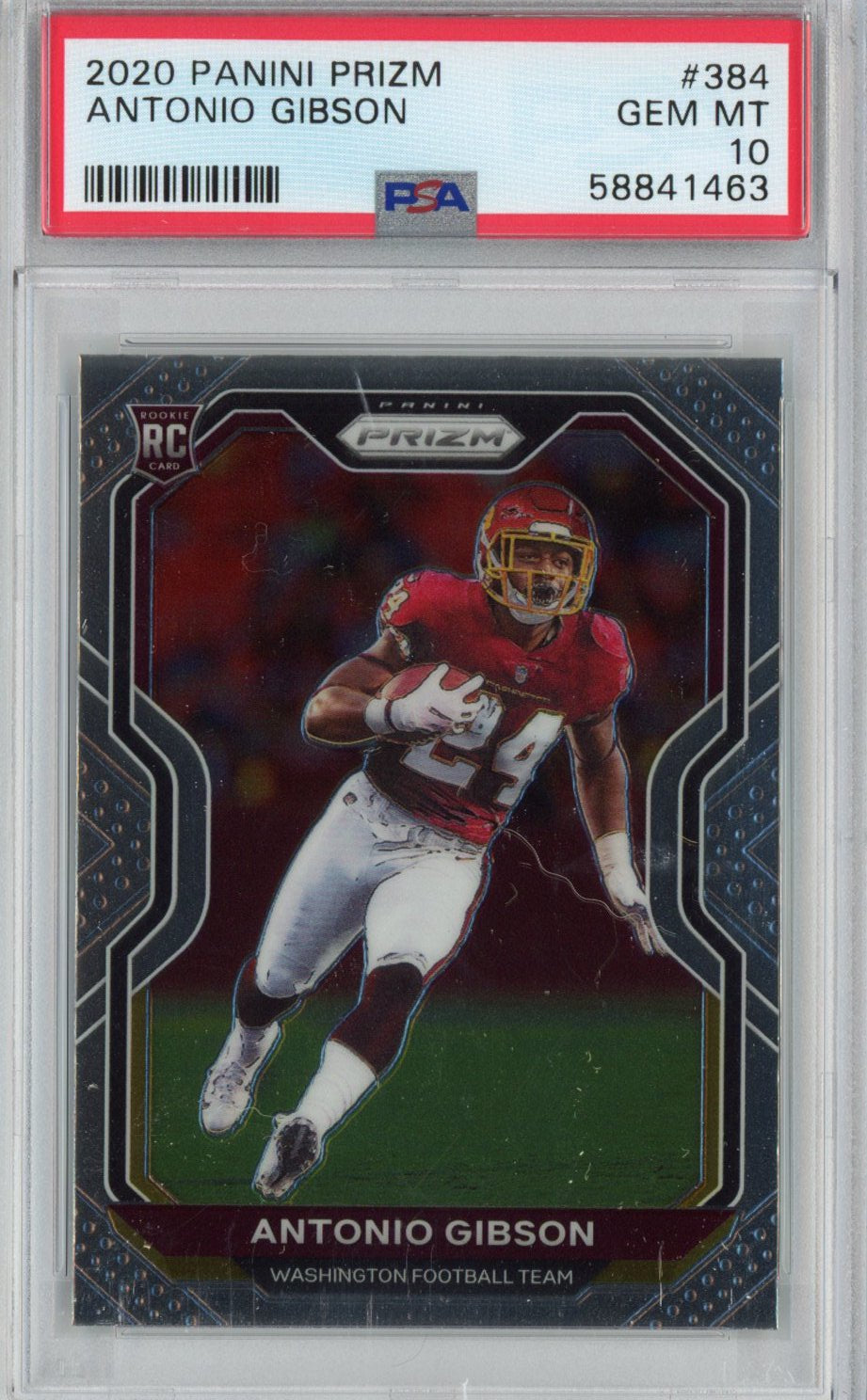 Graded 2020 Panini Prizm Antonio Gibson #384 Rookie RC Football Card PSA 10 Gem Mint