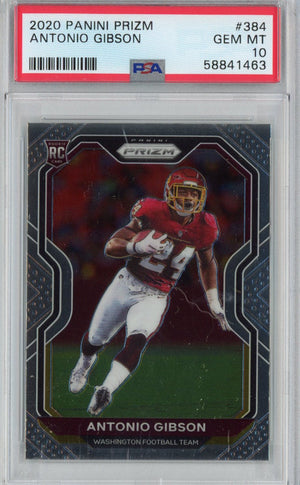 Graded 2020 Panini Prizm Antonio Gibson #384 Rookie RC Football Card PSA 10 Gem Mint