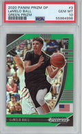 Graded 2020-21 Panini Prizm DP Draft Picks LaMelo Ball #3 Green Prizm Rookie RC Basketball Card PSA 10 Gem Mint