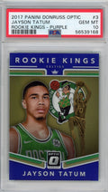 Graded 2017-18 Panini Donruss Optic Jayson Tatum #3 Purple Rookie Kings RC Basketball Card PSA 10 Gem Mint