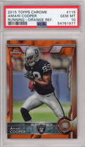 Graded 2015 Topps Chrome Amari Cooper #115 Running Orange Refractor Rookie RC Football Card PSA 10 Gem Mint