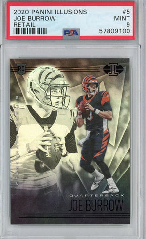 Graded 2020 Panini Illusions Joe Burrow #5 Retail Rookie RC Football Card PSA 9 Mint