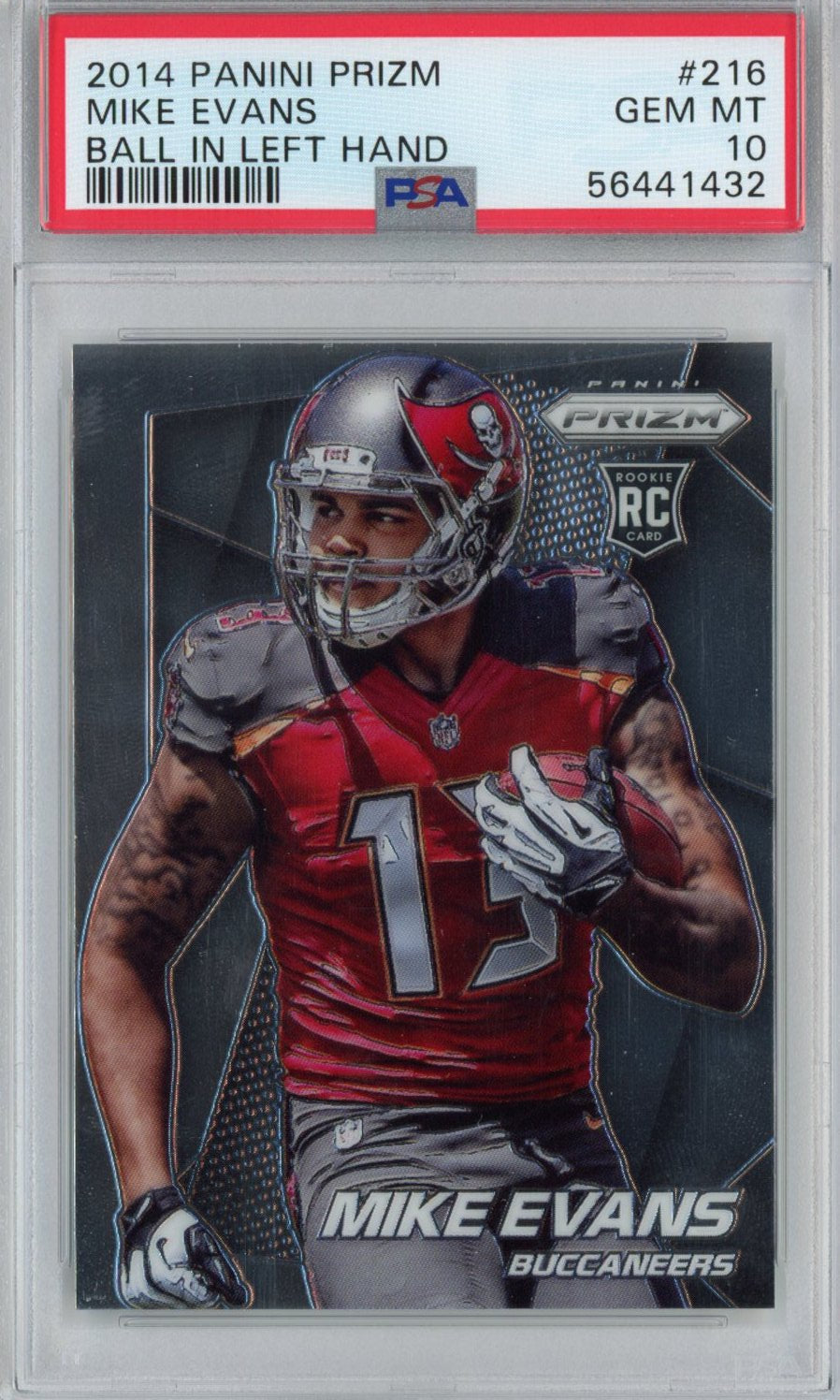 Graded 2014 Panini Prizm Mike Evans #216 Ball in Left Hand Rookie RC Football Card PSA 10 Gem Mint
