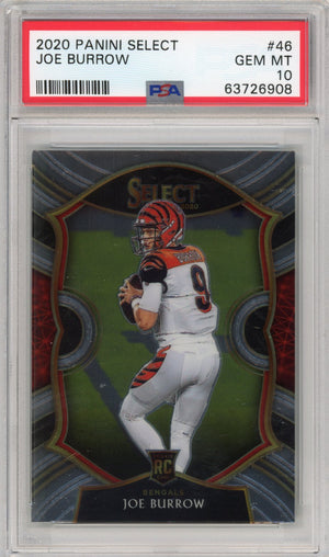 Graded 2020 Panini Select Joe Burrow #46 Rookie RC Football Card PSA 10 Gem Mint