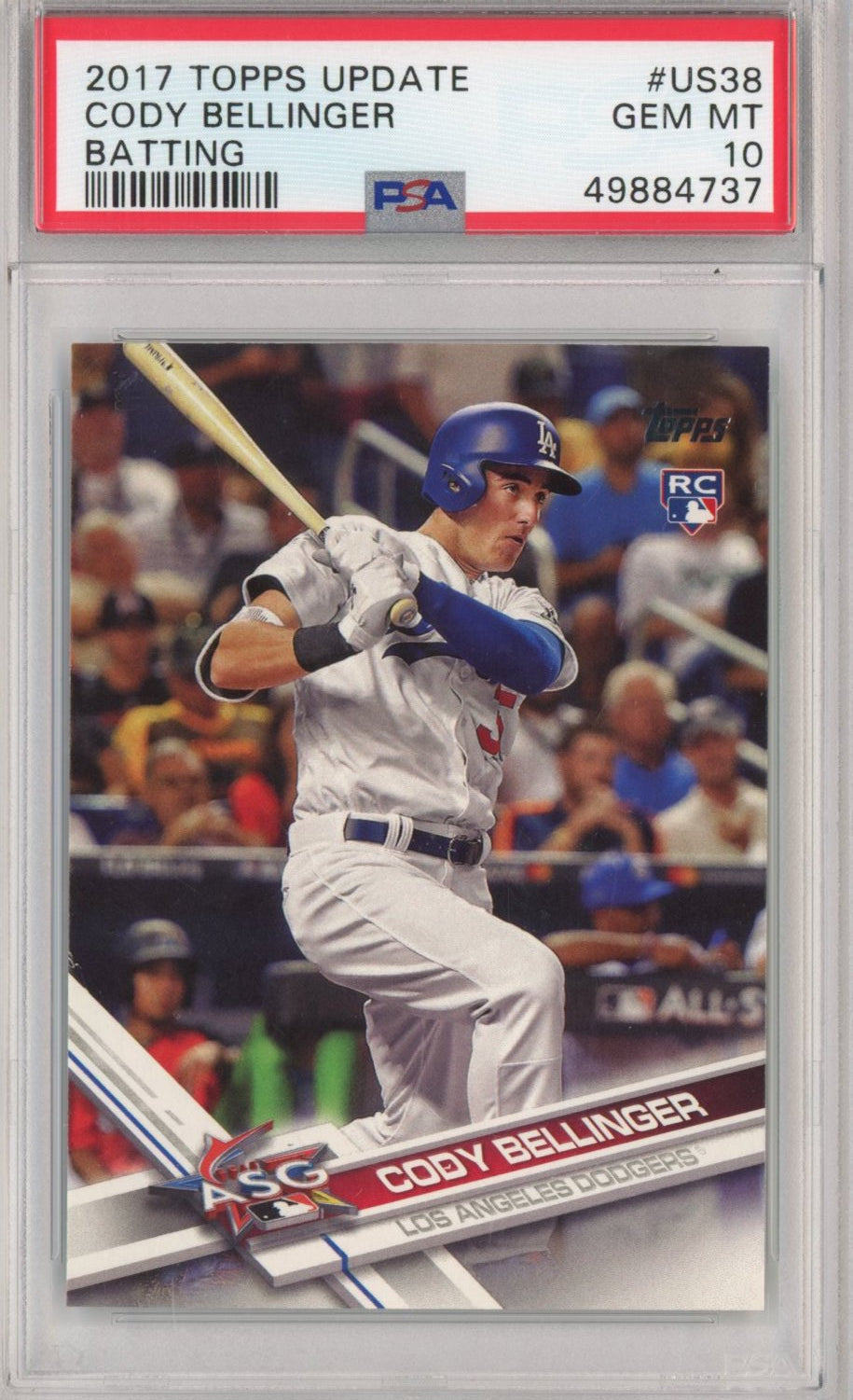 Graded 2017 Topps Update Cody Bellinger #US38 Batting Rookie RC Baseball Card PSA 10 Gem Mint