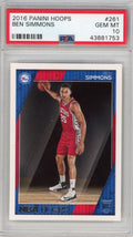 Graded 2016-17 Panini Hoops Ben Simmons #261 Rookie RC Basketball Card PSA 10 Gem Mint