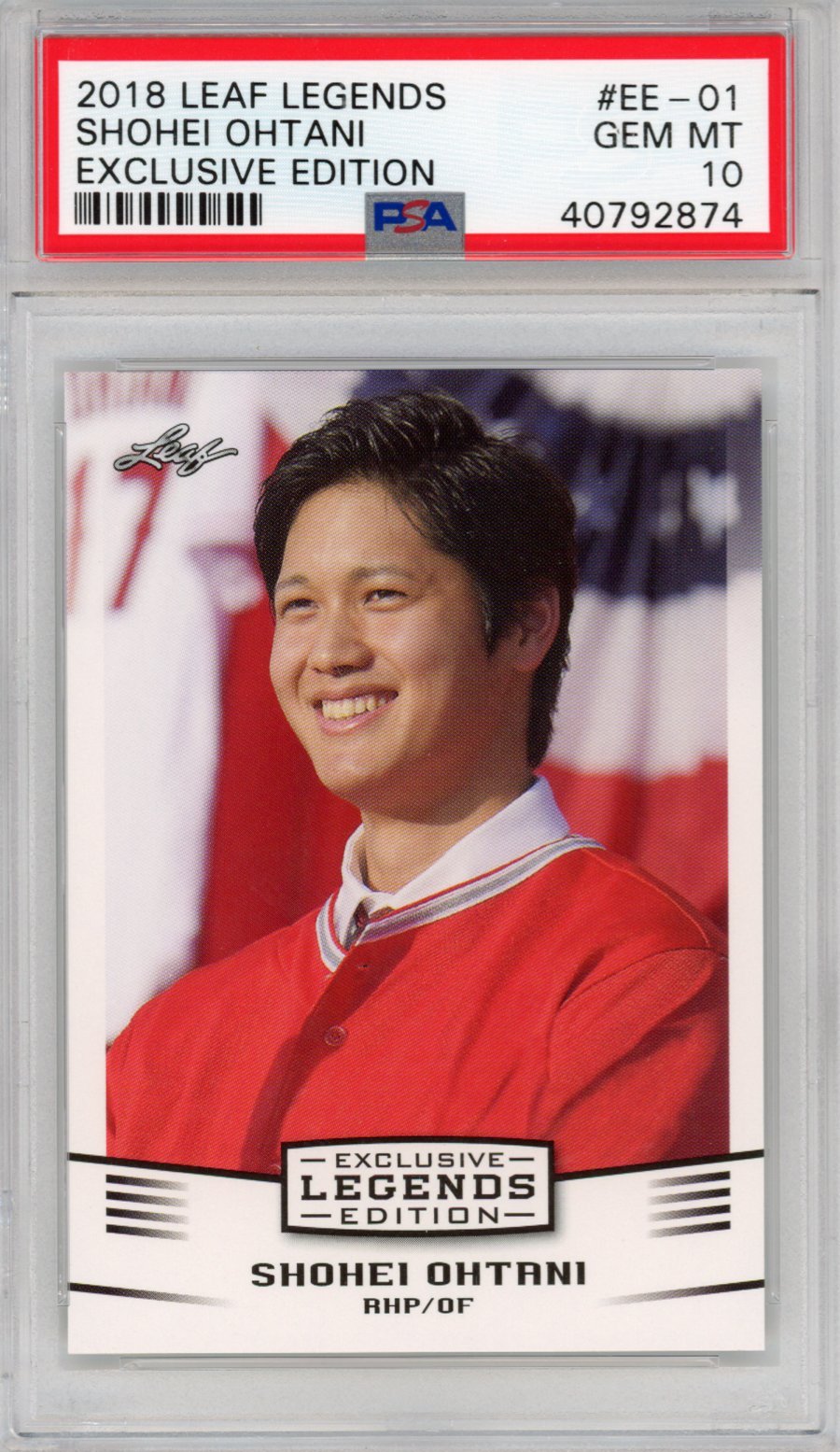 Graded 2018 Leaf Legends Shohei Ohtani #EE-01 Edition Rookie RC Baseball Card PSA 10 Gem Mint