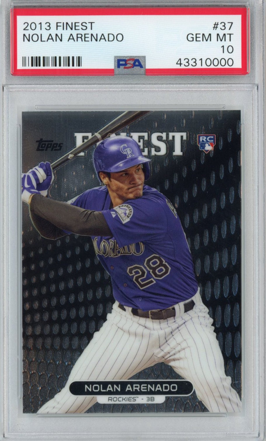 Graded 2013 Topps Finest Nolan Arenado #37 Rookie RC Baseball Card PSA 10 Gem Mint