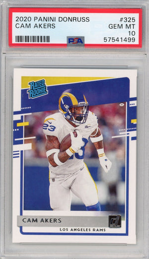 Graded 2020 Panini Donruss Cam Akers #325 Rated Rookie RC Football Card PSA 10 Gem Mint