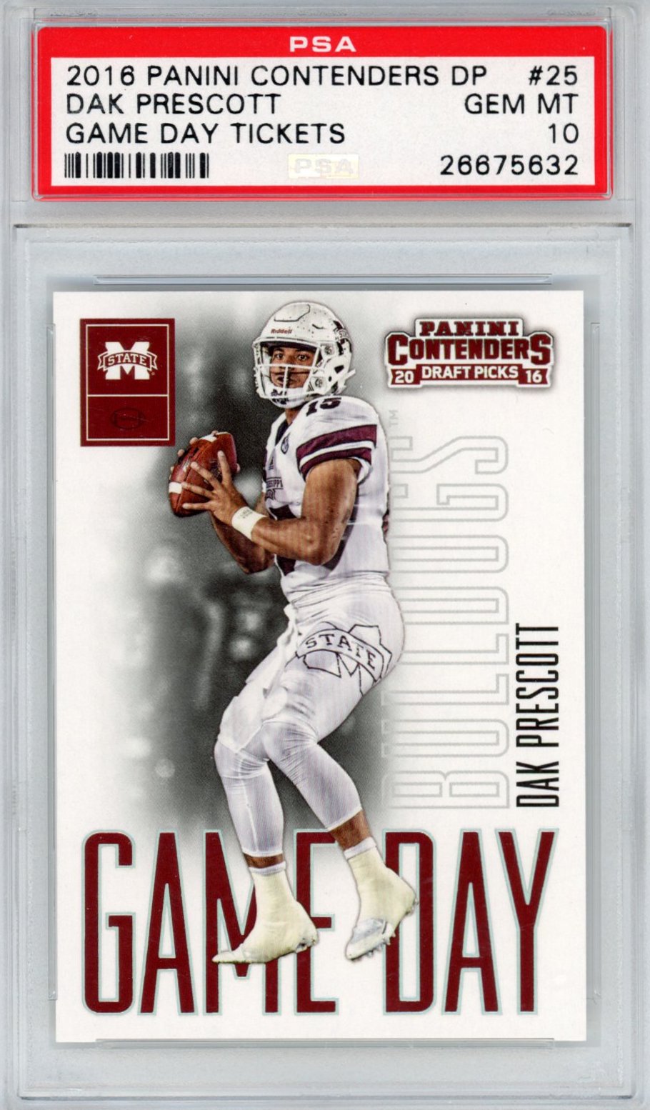 Graded 2016 Panini Contenders DP Draft Picks Dak Prescott #25 Game Day Tickets Rookie RC Football Card PSA 10 Gem Mint