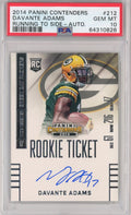 Graded 2014 Panini Contenders Davante Adams #212 Running To Side Autographed Auto Rookie Ticket RC Football Card PSA 10 Gem Mint