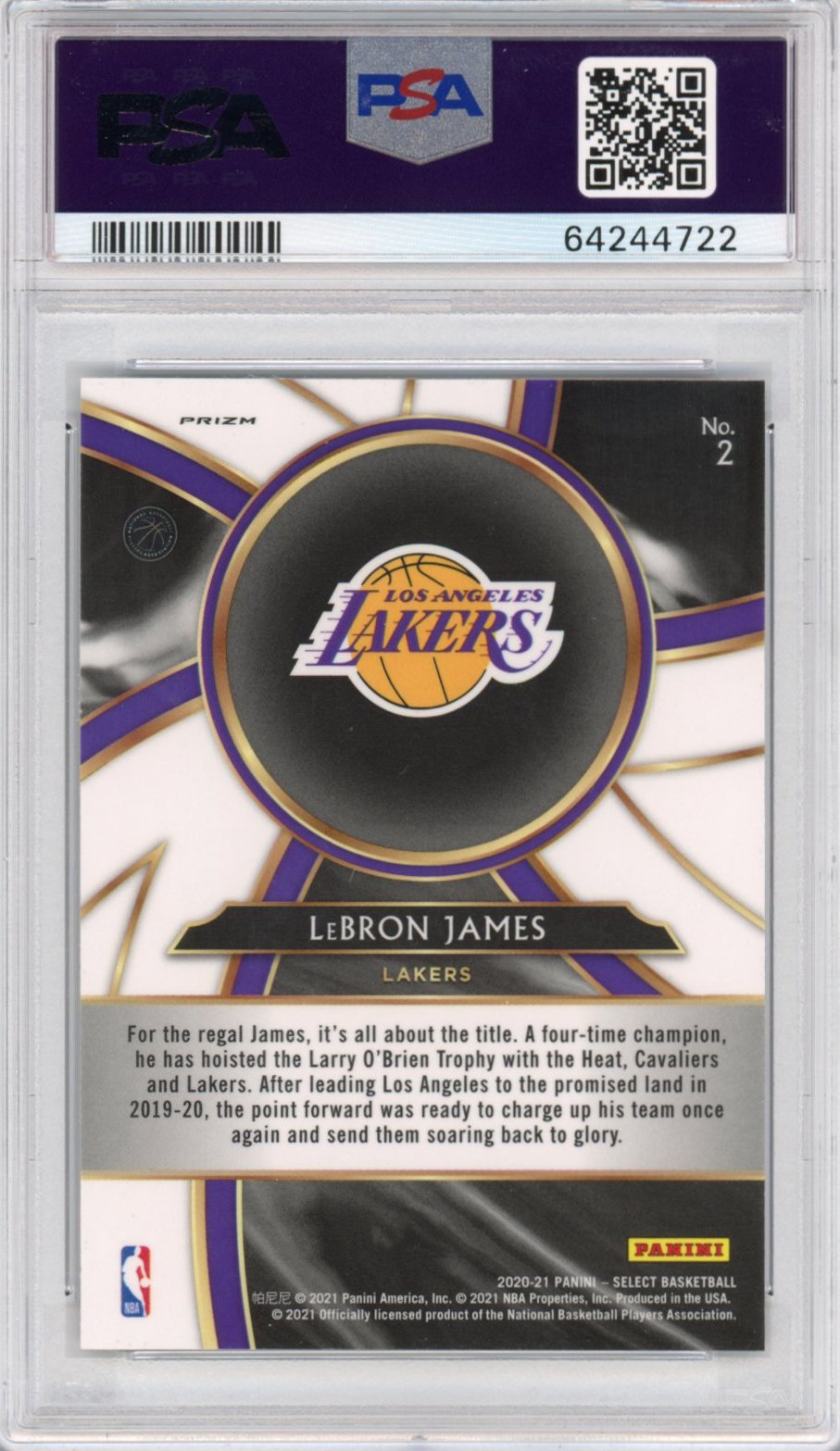 Graded 2020-21 Panini Select LeBron James #2 Turbo Charged Blue Prizm Basketball Card PSA 10 Gem Mint