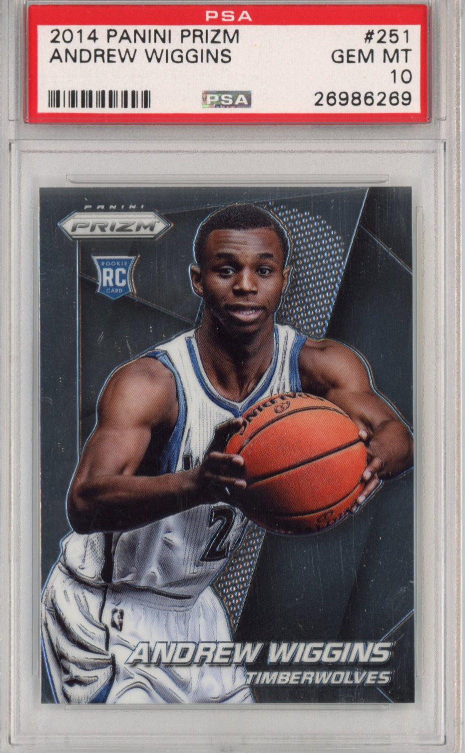 Graded 2014-15 Panini Prizm Andrew Wiggins #251 Rookie RC Basketball Card PSA 10 Gem Mint