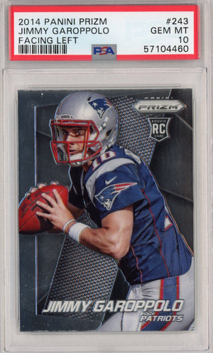 Graded 2014 Panini Prizm Jimmy Garoppolo #243 Facing Left Rookie RC Football Card PSA 10 Gem Mint