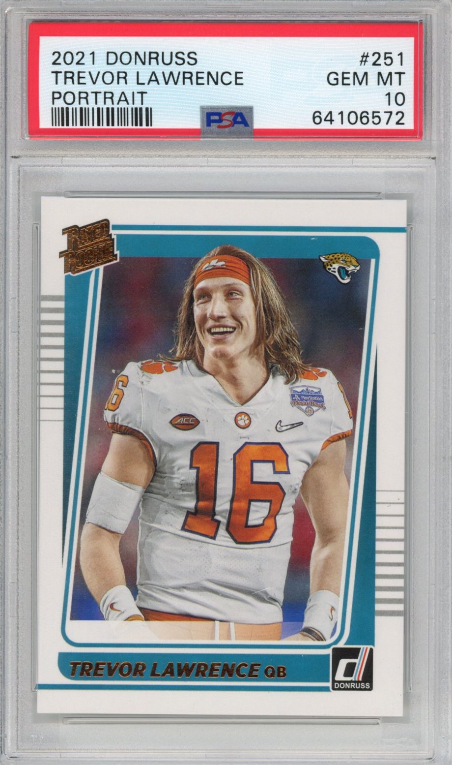 Graded 2021 Panini Donruss Trevor Lawrence #251 Portrait Rookie RC Football Card PSA 10 Gem Mint