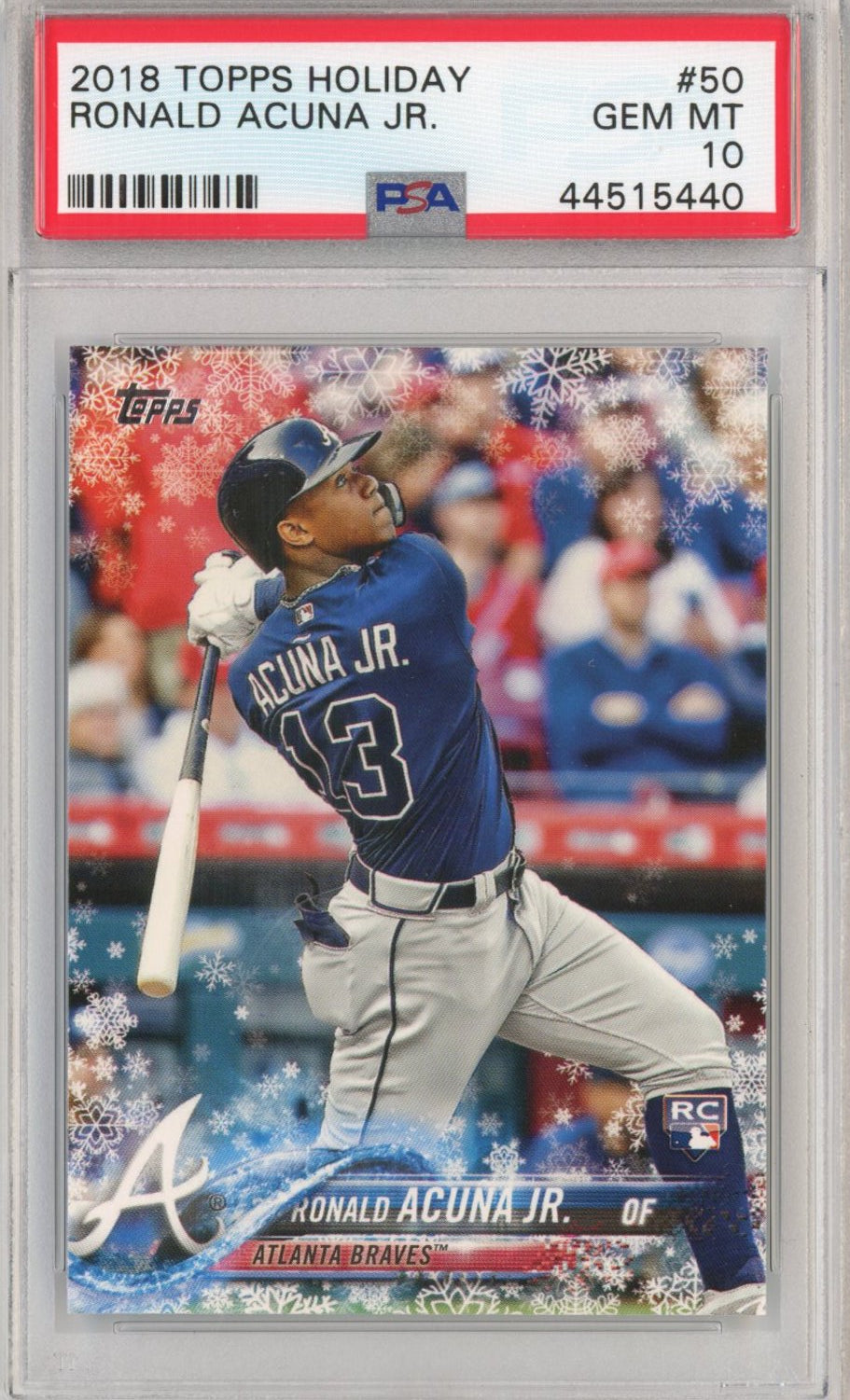 Graded 2018 Topps Holiday Ronald Acuna Jr. #50 Rookie RC Baseball Card PSA 10 Gem Mint