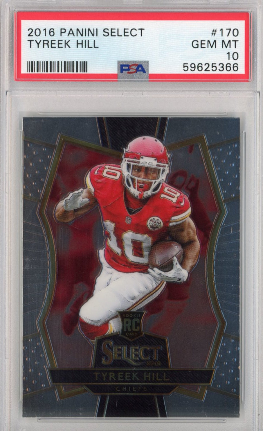 Graded 2016 Panini Select Tyreek Hill #170 Rookie RC Football Card PSA 10 Gem Mint